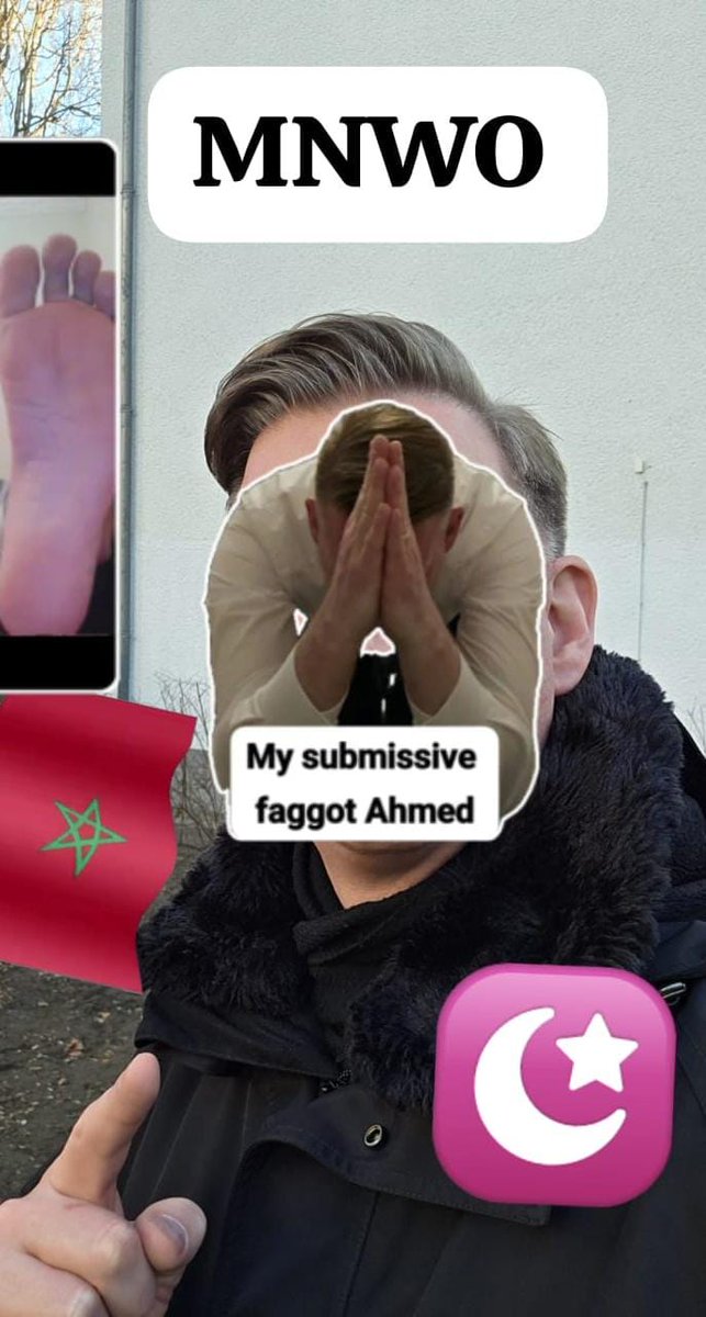 Hassanov121's tweet photo. 🇲🇦🇲🇦🙇🏽🧎🏼‍♂️ RT game ☪️☪️
Its time to humiliation Kaffir ahmed 😈 
My victim is an Kaffir for Arabs masters Muslims today🐷
Alhamdoulilah MNWO 🙇 🦶 😵‍💫 🧎 
@gayfeetfag
 
@SoumisArdent2
 
@DOM_Master_GER 

1€/ Like 
1€/ Comment (max 3)
1€/ RT 

Time ⏳ : 😈 😈 😈 😈 https://t.co/U7G1DGNhGr