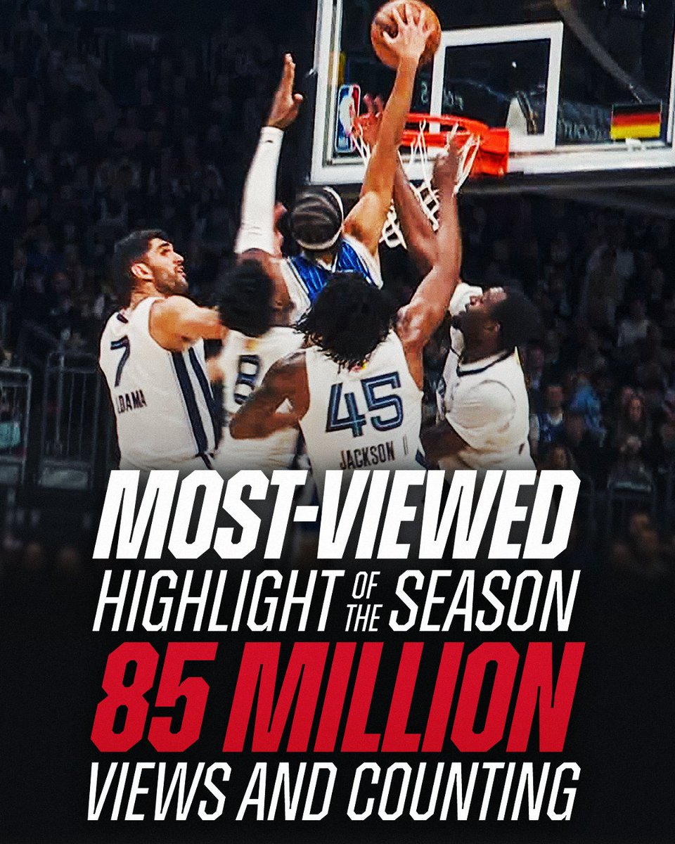 Anthony Black’s fastbreak dunk over four defenders in Berlin is the most-viewed highlight of the season across NBA social platforms, generating 85 million views and counting.  The Magic and Grizzlies face off again in Europe today at the O2 Arena in London, live NOW on Prime