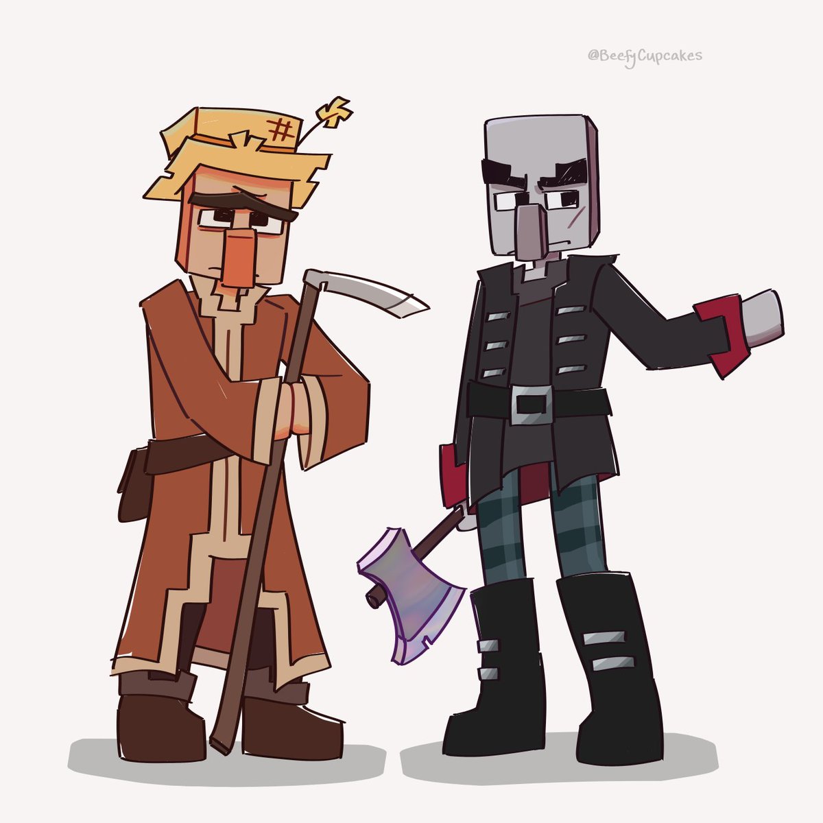BeefyCupcakes's tweet image. Another drawing of my minecraft chars