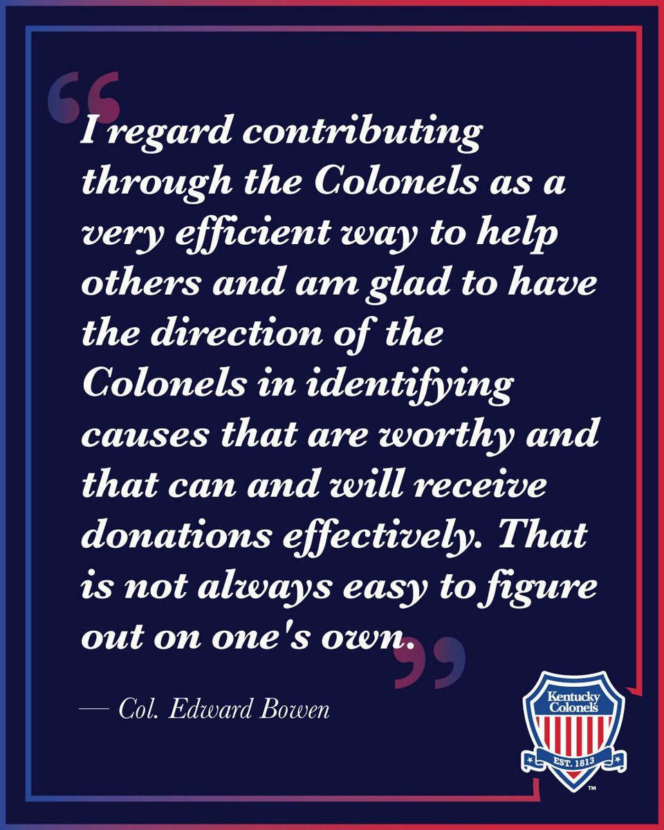 KYColonels's tweet photo. Colonel Edward Bowen on why he contributes to the Good Works Program. #HOKC #KYColonels #KentuckyColonels #ColonelQuotes #GoodWorks https://t.co/kWxBrmD0Nq