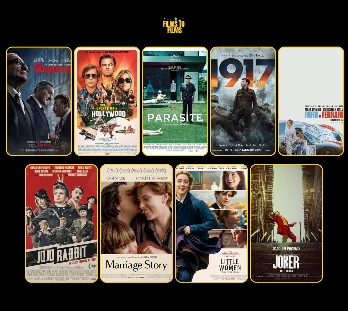 2019 academy award nominees for Best Picture.

Winner: Parasite