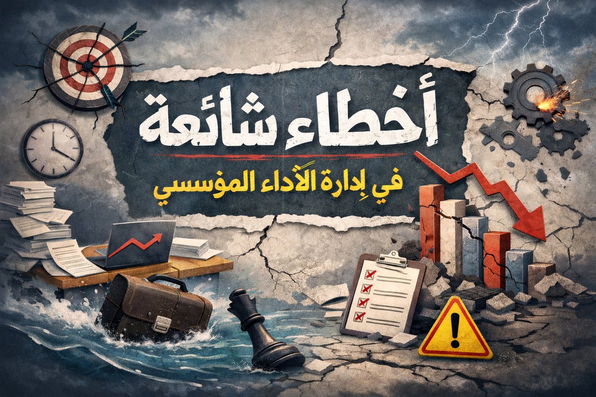 ❌❌❌❌❌❌❌ ❌
           أخطاء شائعة في 
       إدارة الأداء المؤسسي
  ❌❌❌❌❌❌❌❌❌
من أبرز الأخطاء الشائعة التي تؤدي إلى ضعف أثر إدارة الأداء المؤسسي وتحويلها إلى عبء شكلي بدل أن تكون أداة قيادة وتحسين مايلي:
❌ 🤷🏻‍♂️
1️⃣ إدارة الأداء = مؤشرات فقط:
❌ 🤷🏻‍♂️ الخطأ: اختزال