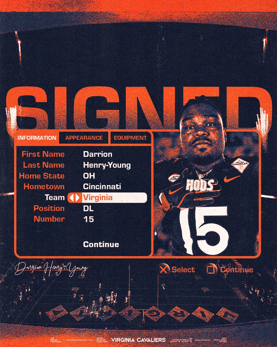 Welcome to Virginia.

Adding to the defensive line, <a href="/darrion_henry/">Darrion Henry-Young</a> is headed to Charlottesville

#GoHoos 🔶⚔️🔷