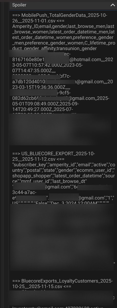 justabreach's tweet photo. 🚨DATA BREACH– Under Armour (underarmour[.]com) 

In November 2025, the Everest ransomware group claimed responsibility for a massive cyberattack on Under Armour, exfiltrating ~343 GB of sensitive data. After Under Armour reportedly failed to pay the ransom within the 7-day deadline, the attackers leaked the data on their dark web site. 😱

Scale of the alleged leak (per underground forums – Jan 2026): 
- ~72.7 million unique customer records  +emails)
- 191+ million total records across multiple exports  
- Decompressed files: 19.5 GB

Compromised data types include:
- Full names + gender 👤  
- Email addresses 📧  
- Phone numbers 📱  
- Physical addresses / postal codes / states / countries 🏠  
- Purchase histories & product preferences (e.g., men's/women's items, latest order dates)  
- Loyalty program IDs & status  
- Nearest/preferred store details + distances  
- Browsing behavior (last views on men’s/women’s sections)  
- Some employee contact info  

Major risks for affected users:
- Hyper-targeted phishing – Emails + purchase history = super convincing scams ("Your UA order refund", fake support) 🎣  
- Identity theft & fraud – Names, addresses, phones, genders → easier account takeovers, fake loans, etc. ⚠️  
- Spam & harassment – Physical addresses & phones for aggressive marketing or worse  
- Credential stuffing – If you reused passwords, combined with this data = high risk for other accounts  
- Long-term profiling – Detailed shopping prefs + locations = perfect for social engineering & targeted fraud  

Current status (as of Jan 2026):  
Under Armour has not publicly confirmed the full scale of the breach (still investigating per reports). Multiple class action lawsuits filed in the US (e.g., Maryland, Texas) accusing the company of negligence in data protection. No official breach notification to customers yet in many cases. ⚖️

#DataBreach #UnderArmour #EverestRansomware #CyberSecurity #Ransomware #PrivacyAlert #DarkWeb