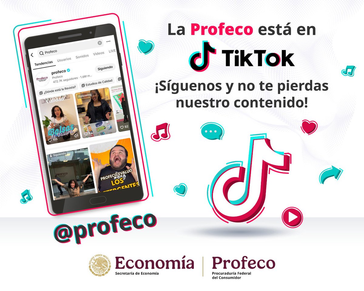 ivan_escalante's tweet image. 📲 ¡Denle seguir a nuestra cuenta de la @Profeco en TikTok!

Ahí subimos contenido sobre nuestra @RdelConsumidor, sus derechos como personas consumidoras, colaboraciones interesantes y mucho más.

🖥️ Sigan la cuenta verificada y compártanla tiktok.com/@profeco.
