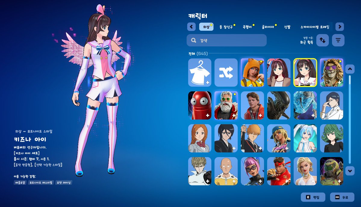 포트나이트 구매한 캐릭터스킨 640개 돌파! 포나에 얼마를 쓴거야...