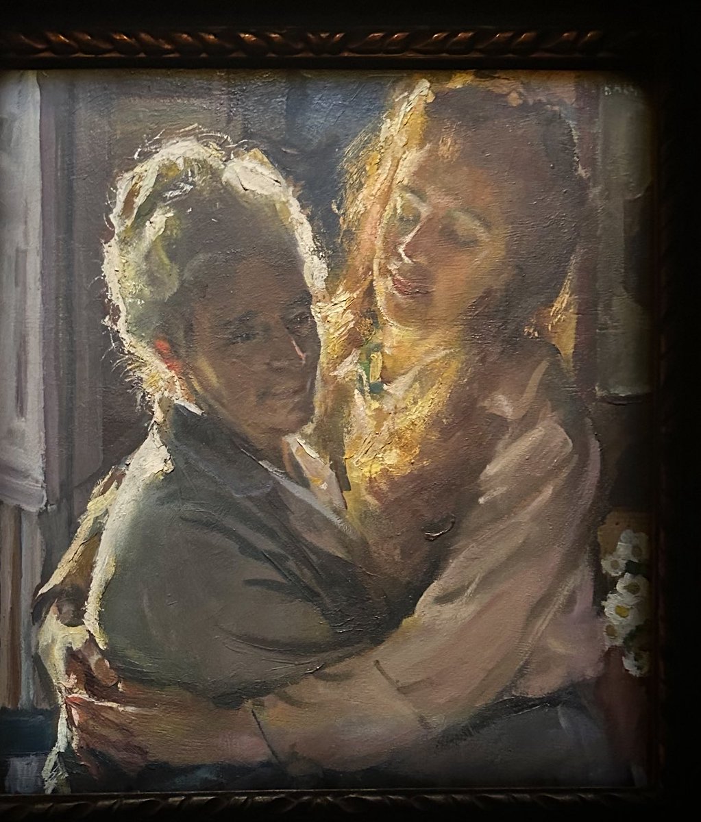 Non mi lasciare, Giacomo Balla  1947.
La figlia Elica abbraccia la madre Elisa malata e nel suo sguardo si mescolano tenerezza e consapevolezza.
