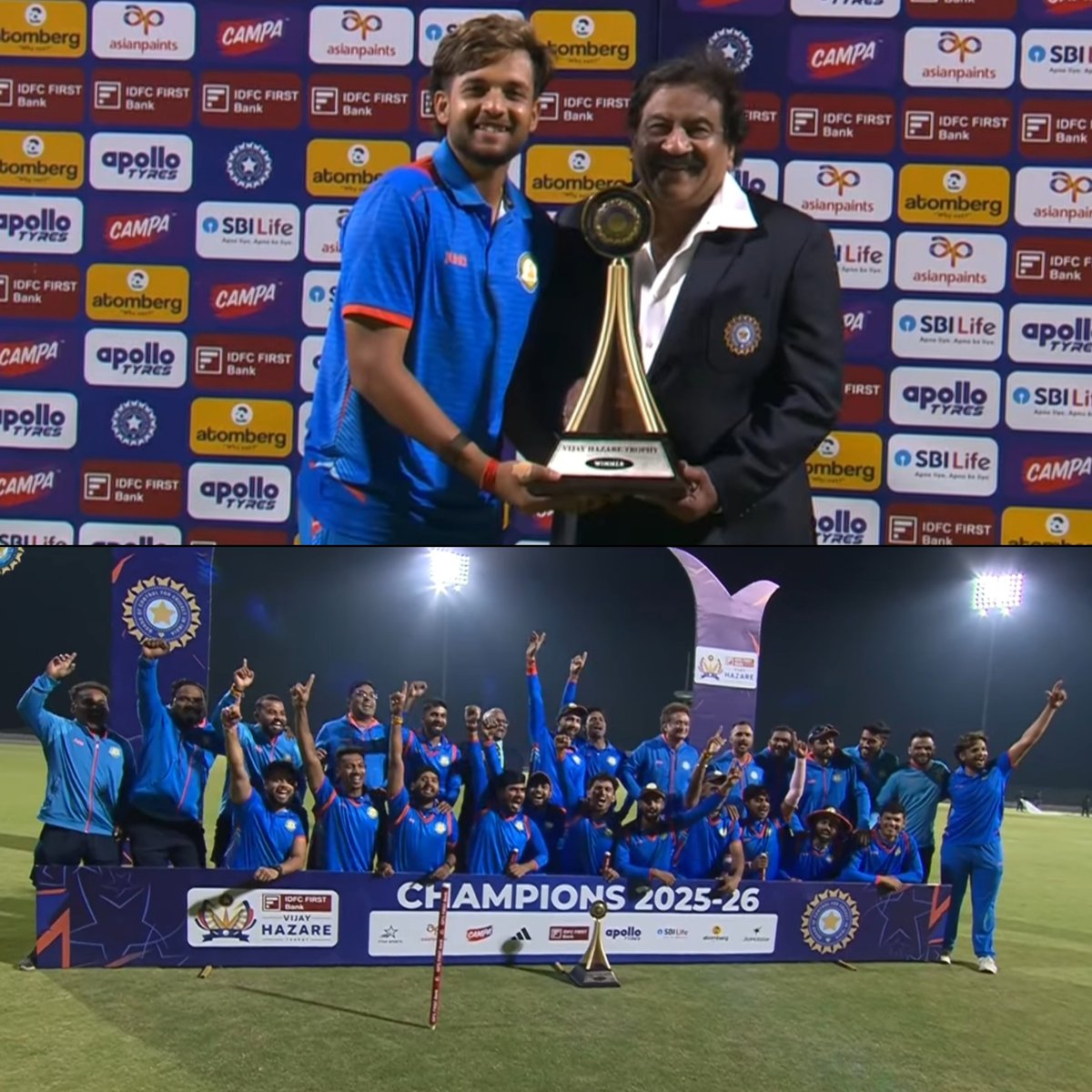IDCForum's tweet photo. Congratulations Vidarbha for winning 2025/26 Vijay Hazare Trophy.

#Cricket #VijayHazareTrophy https://t.co/HH4N887v5O