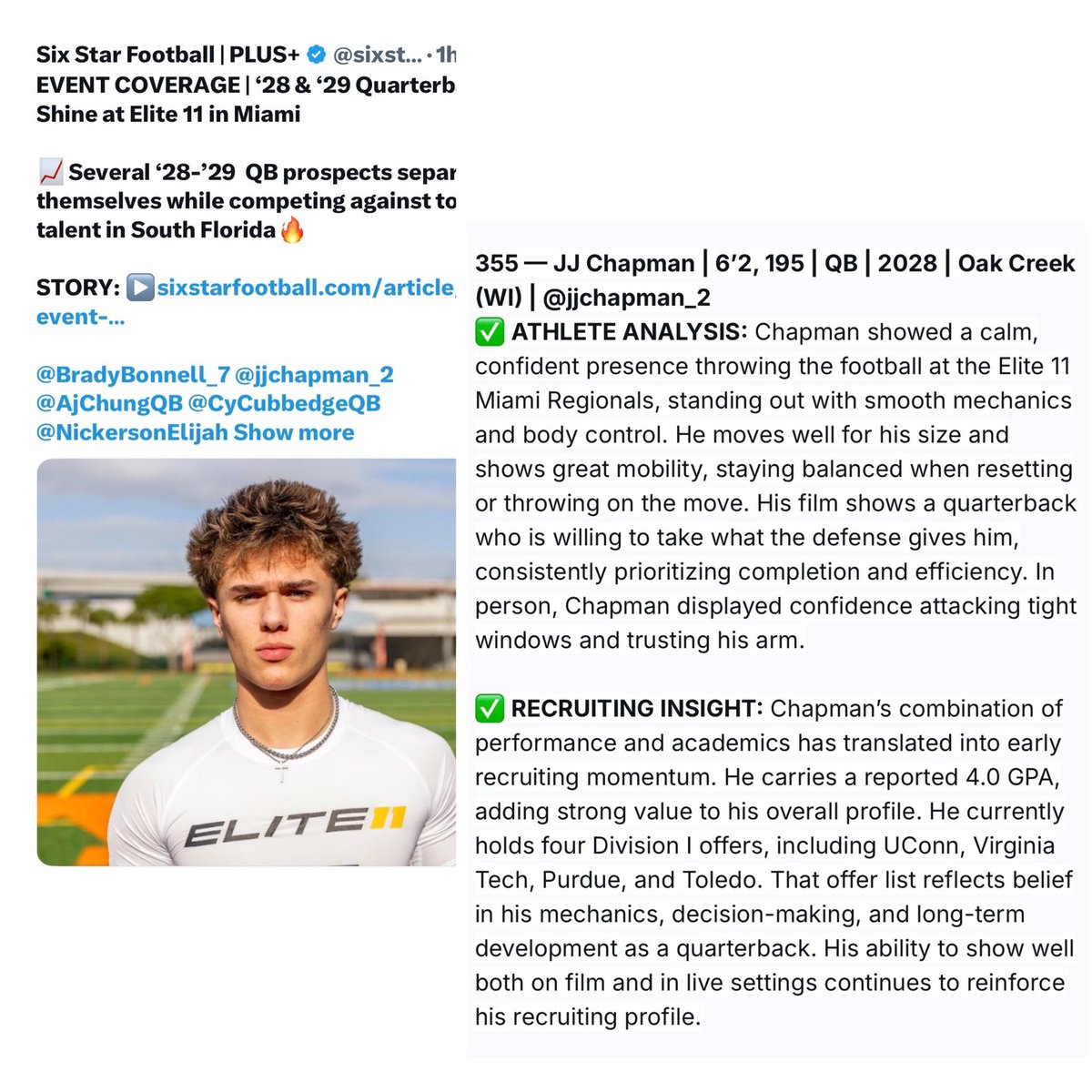 jjchapman_2's tweet image. I appreciate the write up @sixstarfootball.