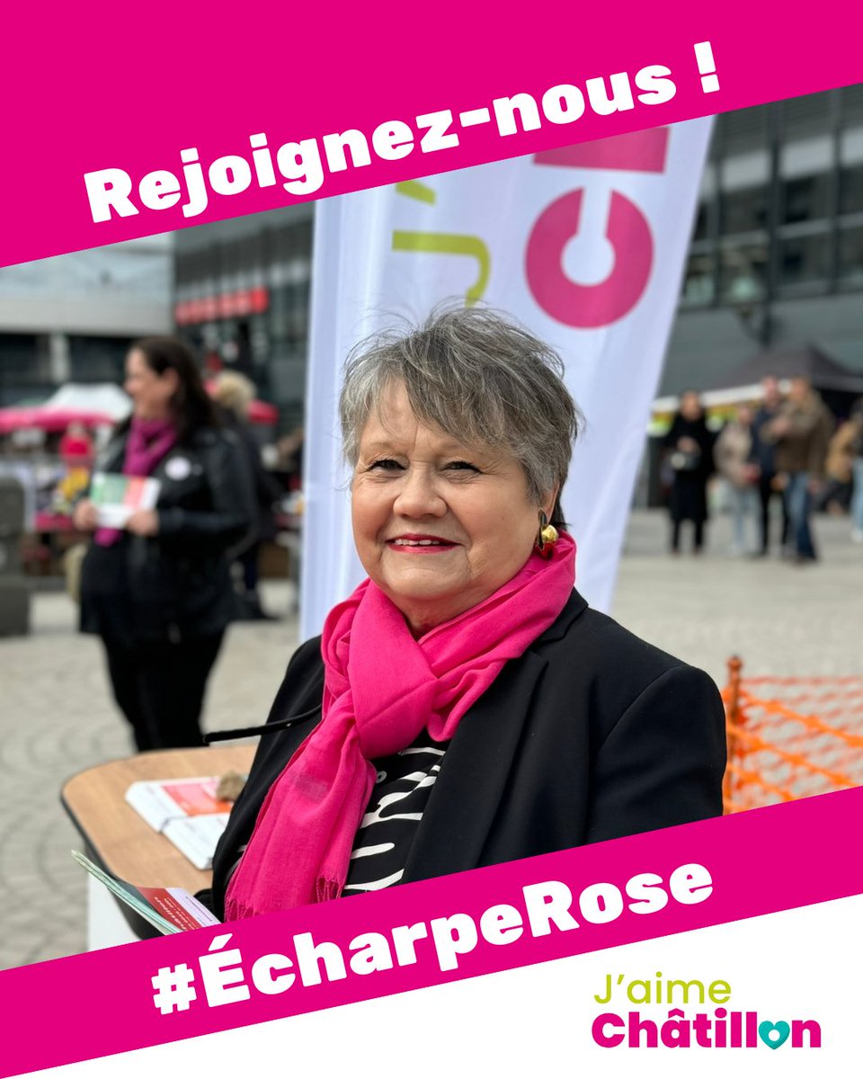 Comme Catherine, militante pour #châtillon, 

vous aussi rejoignez l'aventure #JaimeChâtillon.  

Pour nous contacter :  contact@jaimechatillon.fr  07 67 37 34 49  

Et on se retrouve le 21 janvier à 20h à Maison Blanche  
#écharperose