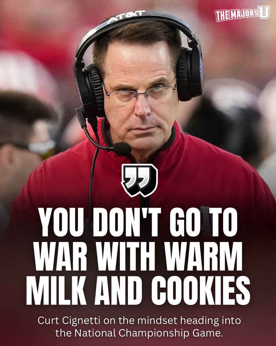 “You don’t go to war with warm milk and cookies.”

Indiana head coach Curt Cignetti on the mindset heading into the National Championship Game. 😤🏆