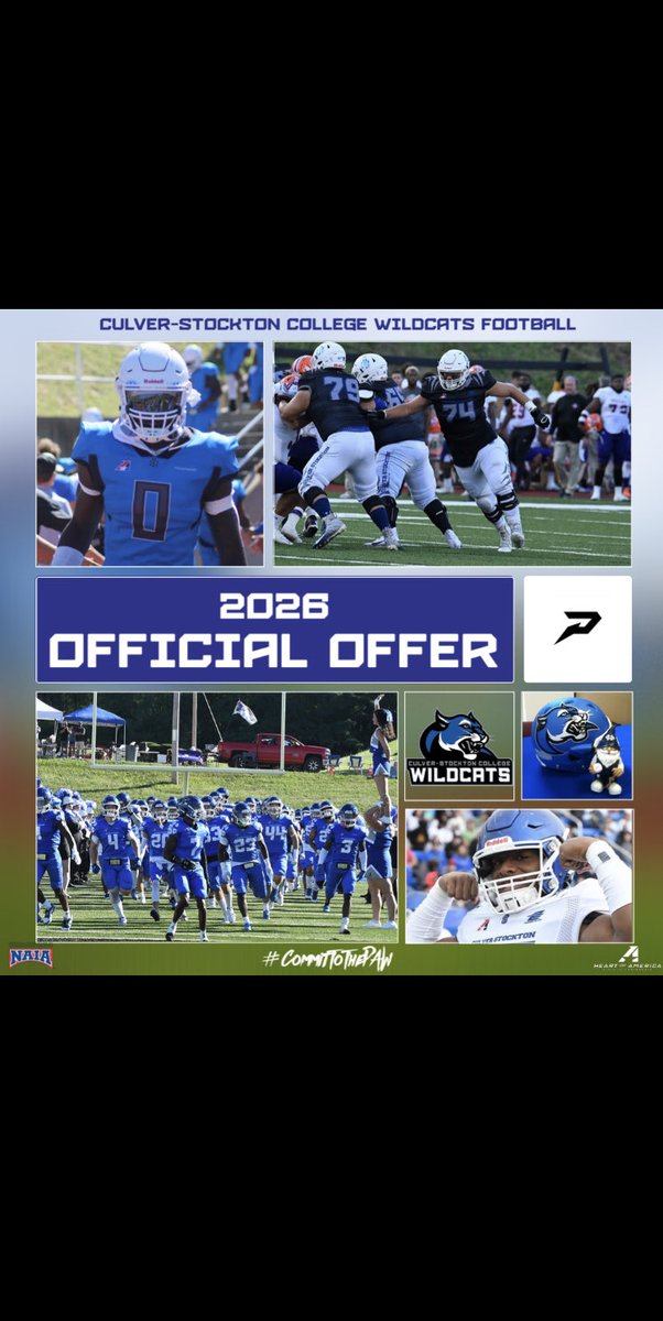 Grateful to receive a offer from Culver Stockton College . GoWildCats!!!! <a href="/CoachCutshaw/">Roy Cutshaw Jr</a>