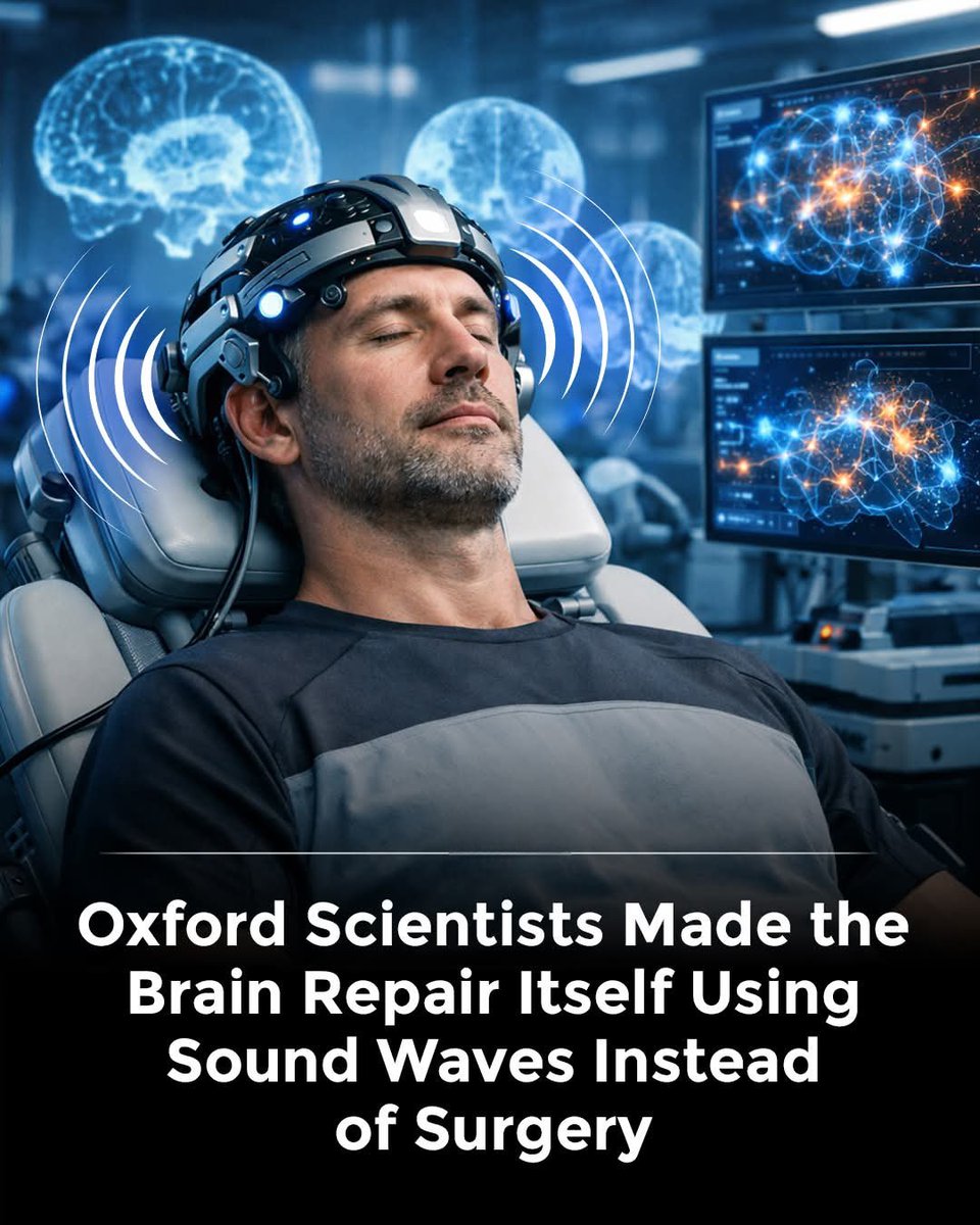 No cutting. No implants. Just focused sound.

Oxford researchers developed a technique using ultrasound pulses to activate stem cells already inside the brain. In rats with stroke-like damage, the treatment regrew lost tissue and restored movement and memory within weeks.

The
