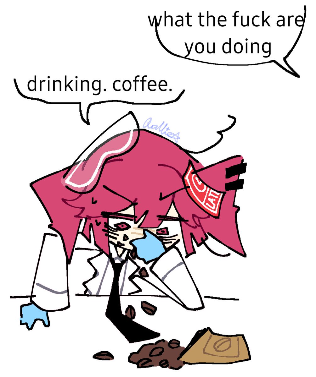 Qallie_NoIdea's tweet image. i dont think thats how drinking works, cyrus.

#チューリング・テ_ト (finally a tag I can use yay) #doodle #kasaneteto #utau