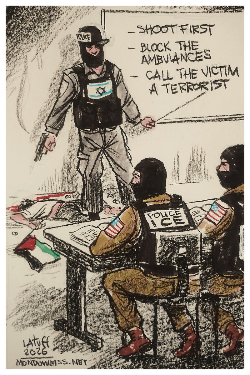 LatuffCartoons's tweet image. From Palestine to Minneapolis, ICE and Israel use the same violent playbook

mondoweiss.net/2026/01/from-p…

@Mondoweiss