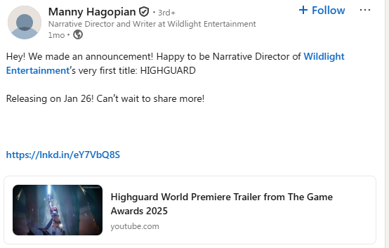 One of the things I find very interesting is that Manny Hagopian, one of the three original Apex lore writers, is excited to talk about Highgard. So there might actually be a story element inside the game kind of like early Apex, when there was an ongoing narrative every season.