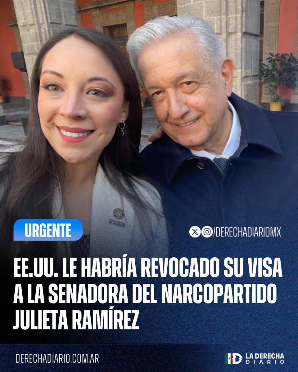 🚨🇲🇽🇺🇸 | #URGENTE CAYÓ OTRA DEL NARCOPARTIDO: El gobierno de Estados Unidos le habría revocado la visa a la senadora morenista por Baja California, Julieta Ramírez, por una presunta investigación en su contra.