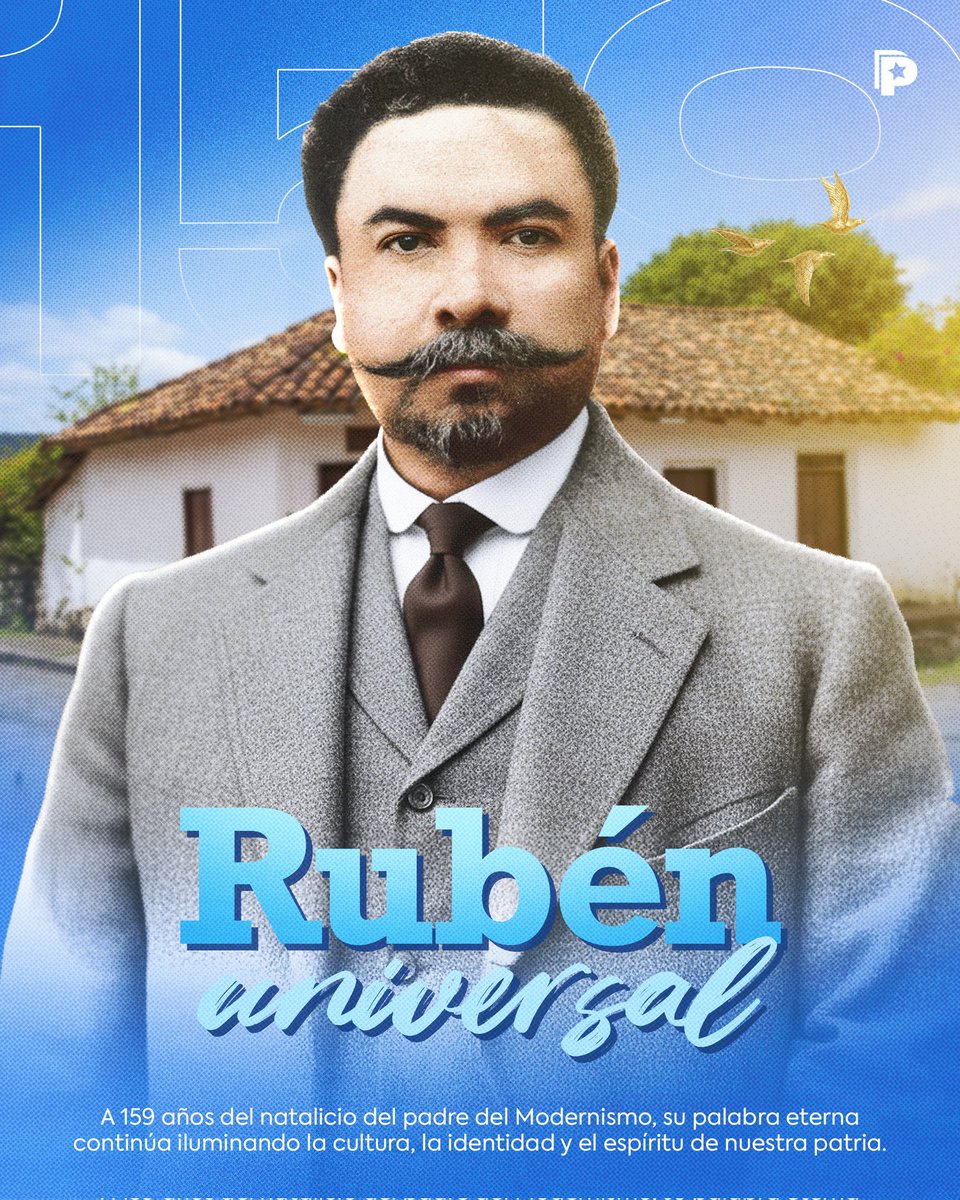 📚🇳🇮✨ Hoy conmemoramos 159 años del nacimiento de Rubén Darío, el genio que el 18 de enero de 1867 llevó la poesía nicaragüense a la universalidad y cuya palabra sigue viva, inspirando generaciones y llenando de orgullo eterno a Nicaragua. 💙📖