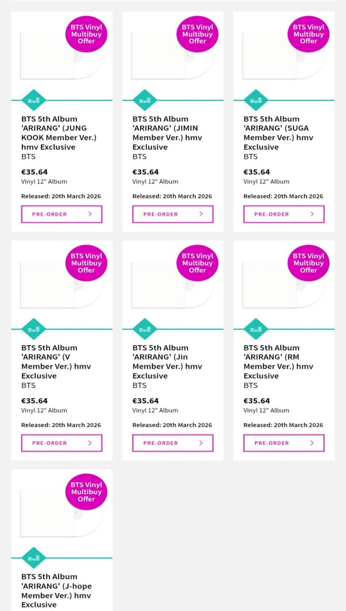 _dailyjkpraise_'s tweet image. JUNGKOOK’s Orchid Vinyl is the Best selling member vinyl on HMV across ALL regions, including UK, France, Germany, Netherlands, Ireland and Belgium.