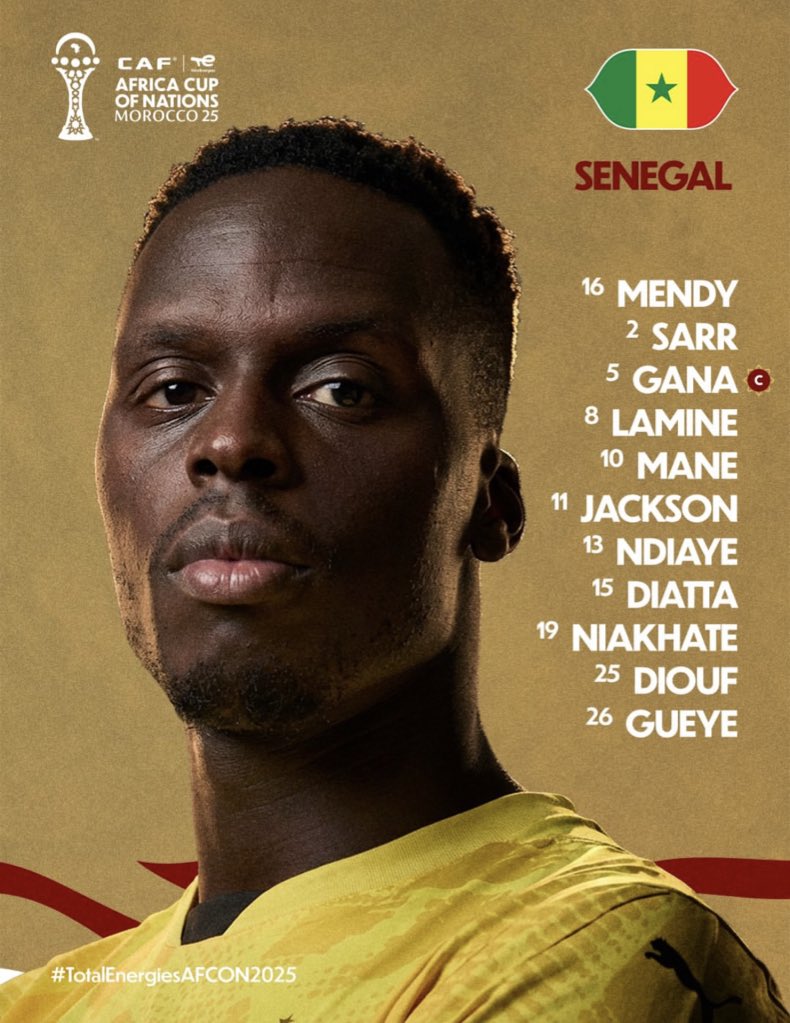 JoueursSN's tweet image. Le XI du Sénégal pour la finale de la CAN 2025 ! 

NDAM REK ! 🇸🇳☝🏾