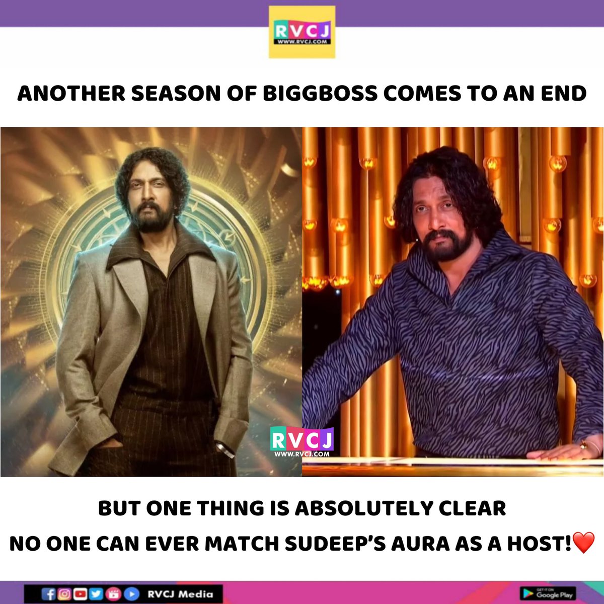 RVCJKannada's tweet image. Finest host @kichchasudeepa ❤️

#Sudeep #biggboss #RvcjKannada