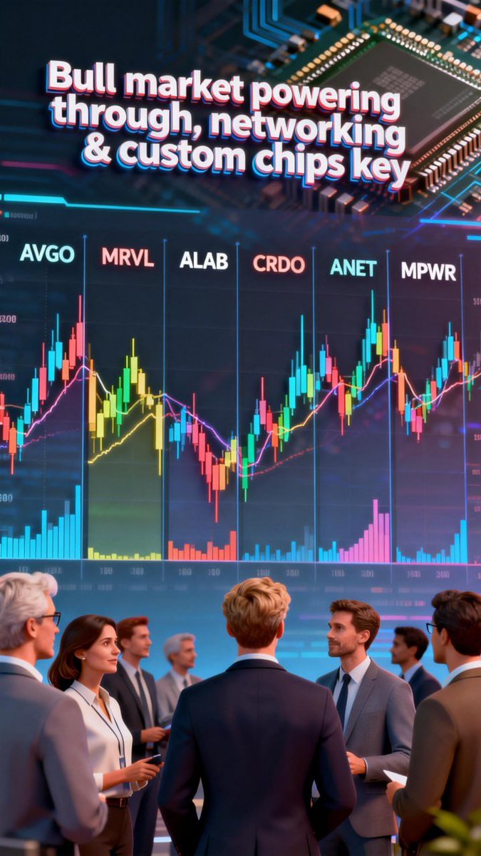 Korbivesus's tweet photo. Year end ES 2026 momentum: Bull market powering through, networking &amp; custom chips key → $AVGO $MRVL $ALAB $CRDO $ANET $MPWR
Custom ASICs &amp; high-speed networking fueling hyperscale? Still early! 🌐 #AI #Networking https://t.co/Ht24TZlwoH