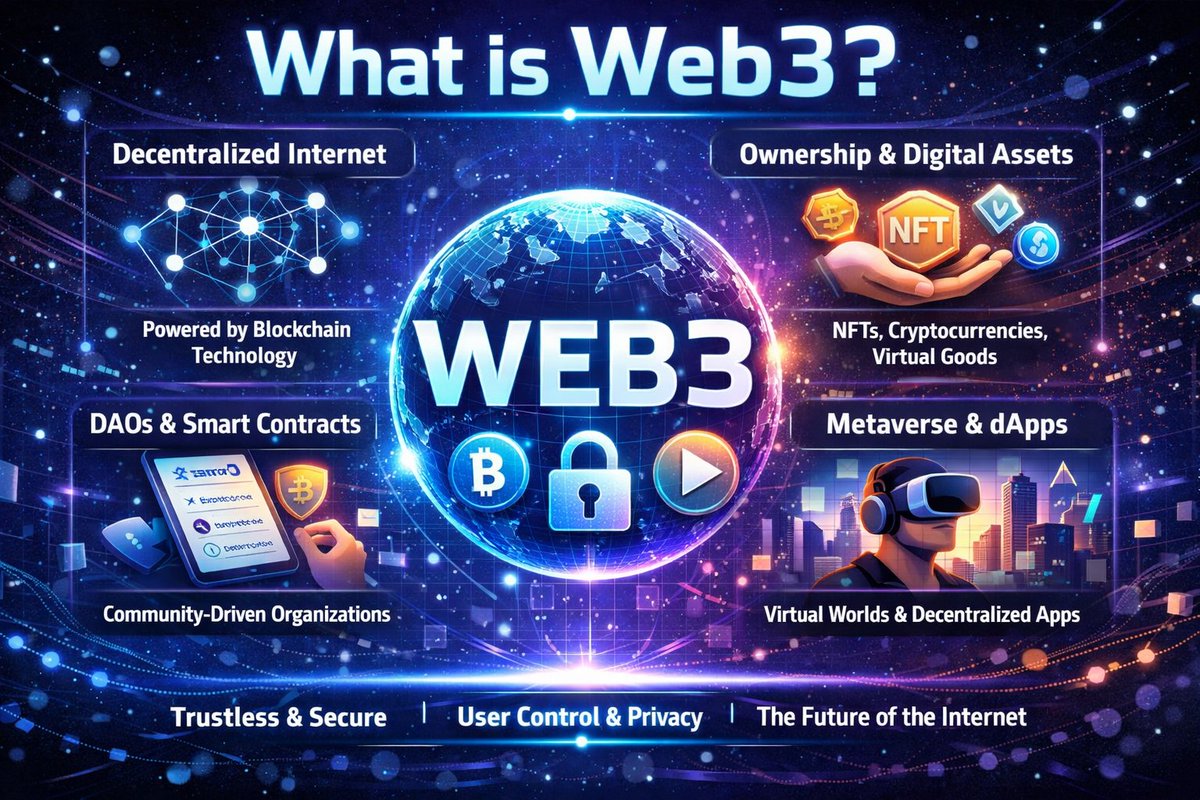 B__Tone's tweet photo. People keep hearing about ||Web3|| everywhere and are curious: What is it and how do people earn from it?

Let me tell you what web3 is the simplest form! 
READ ⬇️ 👇🏾 

Web3 is just the internet where people own things directly, instead of companies owning everything.

Right now Web2 platforms like Twitter, Instagram, facebook, banks, apps they control your data, your money flow and sometimes even your content.

In Web3, you hold your assets yourself, through a wallet like a digital backpack that only you have the key to.

No middleman.
No permission needed.
No company can freeze it or delete it.

🧪 What do people actually do in Web3?

1. Working for blockchain communities
People help manage a groups, channels, discords, answer questions, or welcome new members and get paid for contributing time and effort.

2. Testing new apps before they launch (Testnet / early user rewards)
Projects pay real users to try their platforms early and give feedback like being an early product tester.

3. Content creation around education
Some people teach beginners, create explainer threads/videos, or simplify complex topics and receive sponsorships or tips.

4. Participating in blockchain events/quests
Some platforms run tasks, missions or challenges~complete them and earn rewards.

5. Research & discovery
Some people research upcoming tools, summarize them for others, and get paid by platforms that need visibility and awareness.

6. On-chain identity building
Your reputation in Web3 can become an asset.
Showing up consistently earns trust ~and trusted users get invited to paid opportunities.

AND SO MUCH MORE. 

🧪 How do people earn?

Not just by “buy low, sell high.”
That’s one route but not the only route.

People earn by:
•showing up early
•contributing to communities
•helping projects grow(yapping about them)
•giving feedback
•creating explanations and resources
•building reputation that gets rewarded
         •etc

Web3 = ownership + participation = reward. 

If you wanna go further, start with the basics using YouTube, blogs, and beginner courses learn what blockchain is, how crypto works, and why decentralization matters.

These are Good Sites/Platforms to Learn Web3 Well:
https://t.co/0RrZKVlu4h
•https://t.co/RWUXyH3FfT
•https://t.co/QvED3laSdE
•https://t.co/44f3pJXgoP
•https://t.co/dEvwdnfuR2
•https://t.co/SI8e7wNlNn
•https://t.co/agO0grQDqt
•https://t.co/5xIKcJlALr
•https://t.co/52D2AuW7s9
•https://t.co/XcMIWSG8K3

Pick a lane, Go Deeper & Practice! 

Join communities (Discord, DAOs, Twitter/X) and keep experimenting, reading, learning! 

THANKS FOR READING TILL THE END. 
Repost and share.