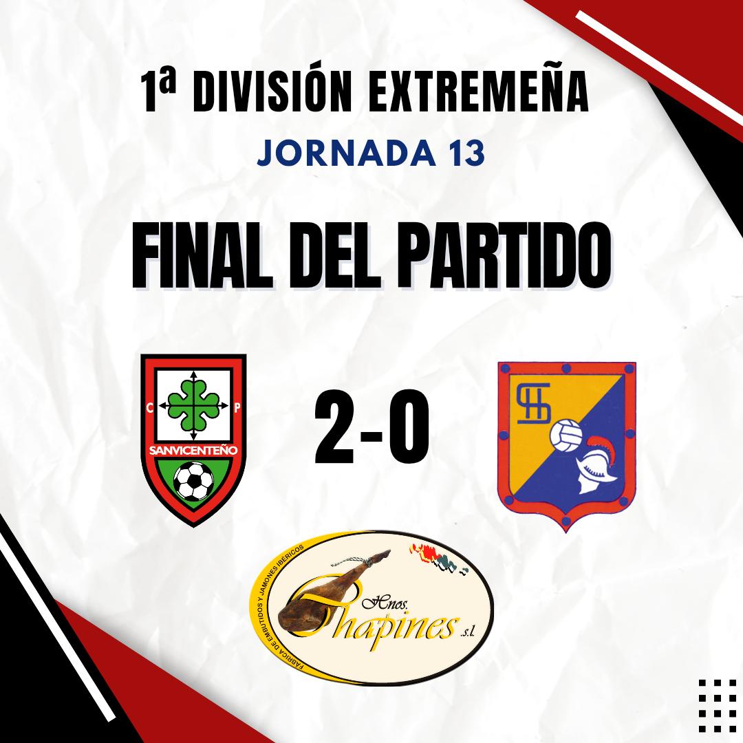 ⏱️ Final del partido 
C.P. SanVicenteño 2️⃣ - 0️⃣ A.F. Hernando de Soto

Caemos ante uno de los favoritos de la categoría 

Hay que seguir trabajando ⚒️💛💙