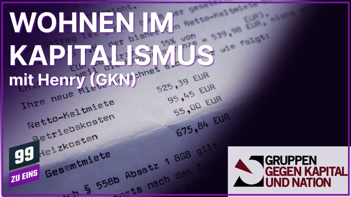 Wir sprechen mit Henry von Gruppen gegen Kapital und Nation <a href="/gegner_in/">Gruppen gegen Kapital und Nation</a> zum Thema "Wohnen im Kapitalismus". Der zugrundeliegende Text ist auch als Broschüre zu lesen auf der Homepage von GKN. 

Dienstag, 20 Uhr!

youtu.be/1-5c7s97mrw