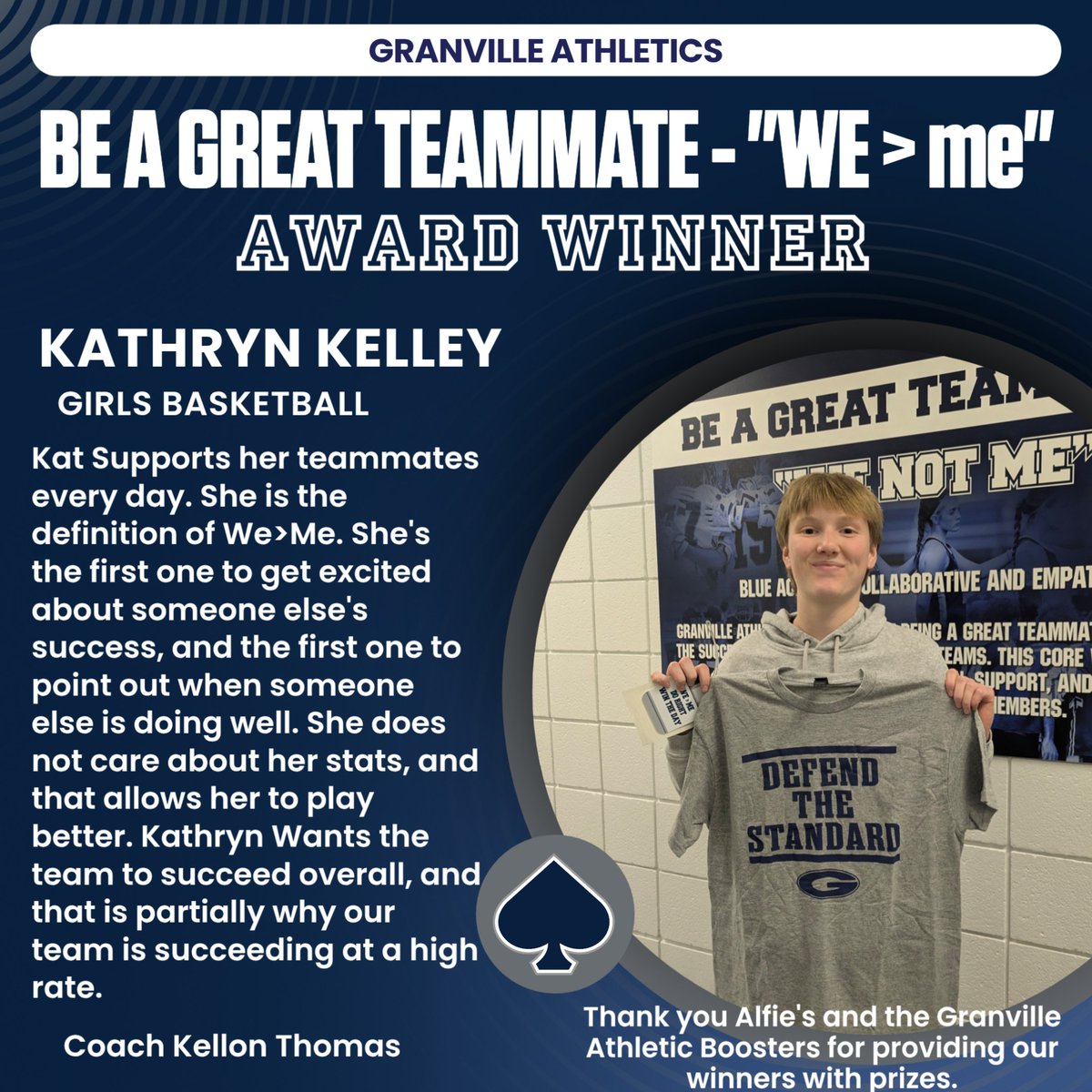 JessWillsAAD's tweet image. Congratulations to our December Core Value Award winners. We focused on being a great teammate and choosing we over me. Please see what our coaches said about these amazing student athletes. @GranvilleEVSD