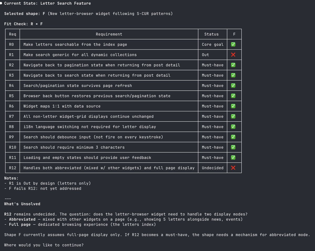 Picking up on a shaping project I haven't touched in two weeks. Forgot where I left off. Claude's sh