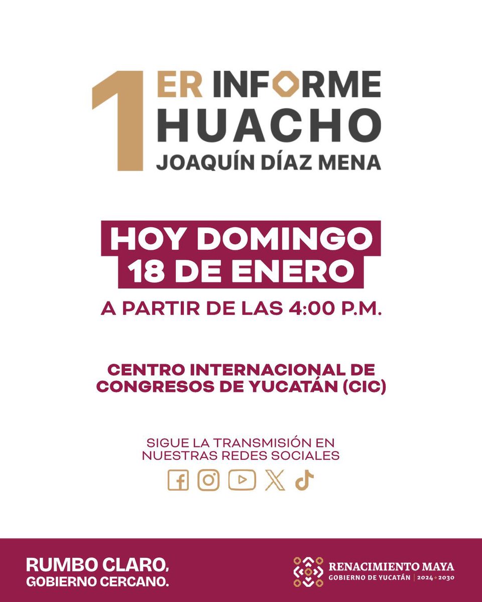 El Primer Informe de Gobierno se realizará en el Centro Internacional de Congresos debido a condiciones climatológicas adversas. 

Les invitamos a seguir la transmisión en vivo a partir de las 4:00 p.m. a través de mis redes sociales.
