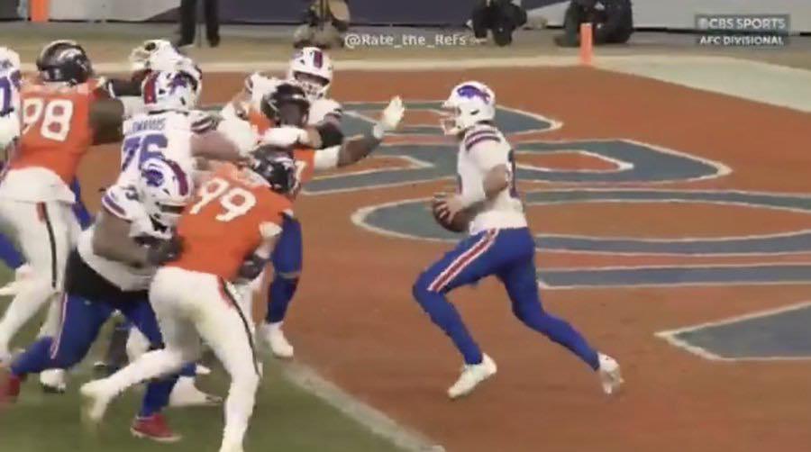 Ikbenmay's tweet photo. Here’s an unpopular take if you thought the officiating lost the Bills the game last night: If the officials were perfect, the game would have ended on a clear holding in the end zone. Game would've ended and Bo Nix wouldn’t have suffered a season ending ankle injury. stop crying https://t.co/n2sxp9ehnH