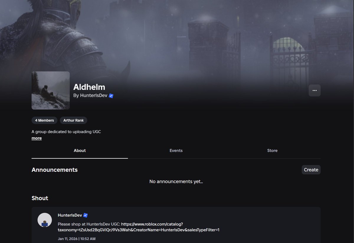 My new UGC group Aldhelm will be launching at some point. If you wish to join and see my new UGC's do feel free to!

Link: roblox.com/communities/93…

(No this does not mean my UGC permissions are back on my main it just means an uploader will be used by a third party)