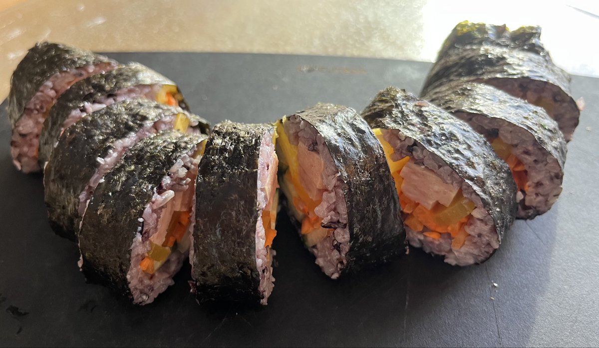 Planned to go out for lunch but too lazy to. Made gimbap instead.