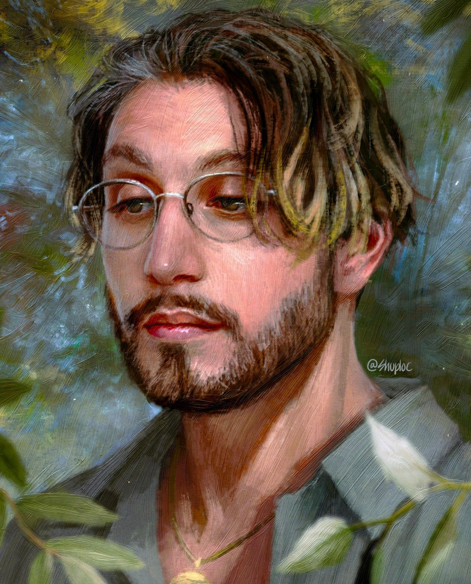Shuploc's tweet image. "Remastered" the first portrait I did of bbno$, a year later 🌿
