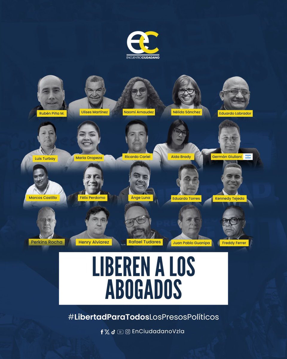 Exigimos la libertad inmediata de todos los abogados injustamente detenidos en Venezuela. 

Defender derechos, ejercer la profesión y alzar la voz no es un delito. La criminalización del ejercicio legal vulnera el Estado de Derecho y debilita la justicia. 

Sin abogados libres no