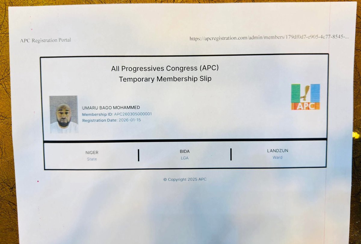 Alhamdulillah! I have also successfully completed my APC E-Registration.  

Being a proud member of our great party APC remains a privilege and honour. This timely exercise strengthens our party ahead of greater victories.  

I urge all Nigerlites and party faithful to join