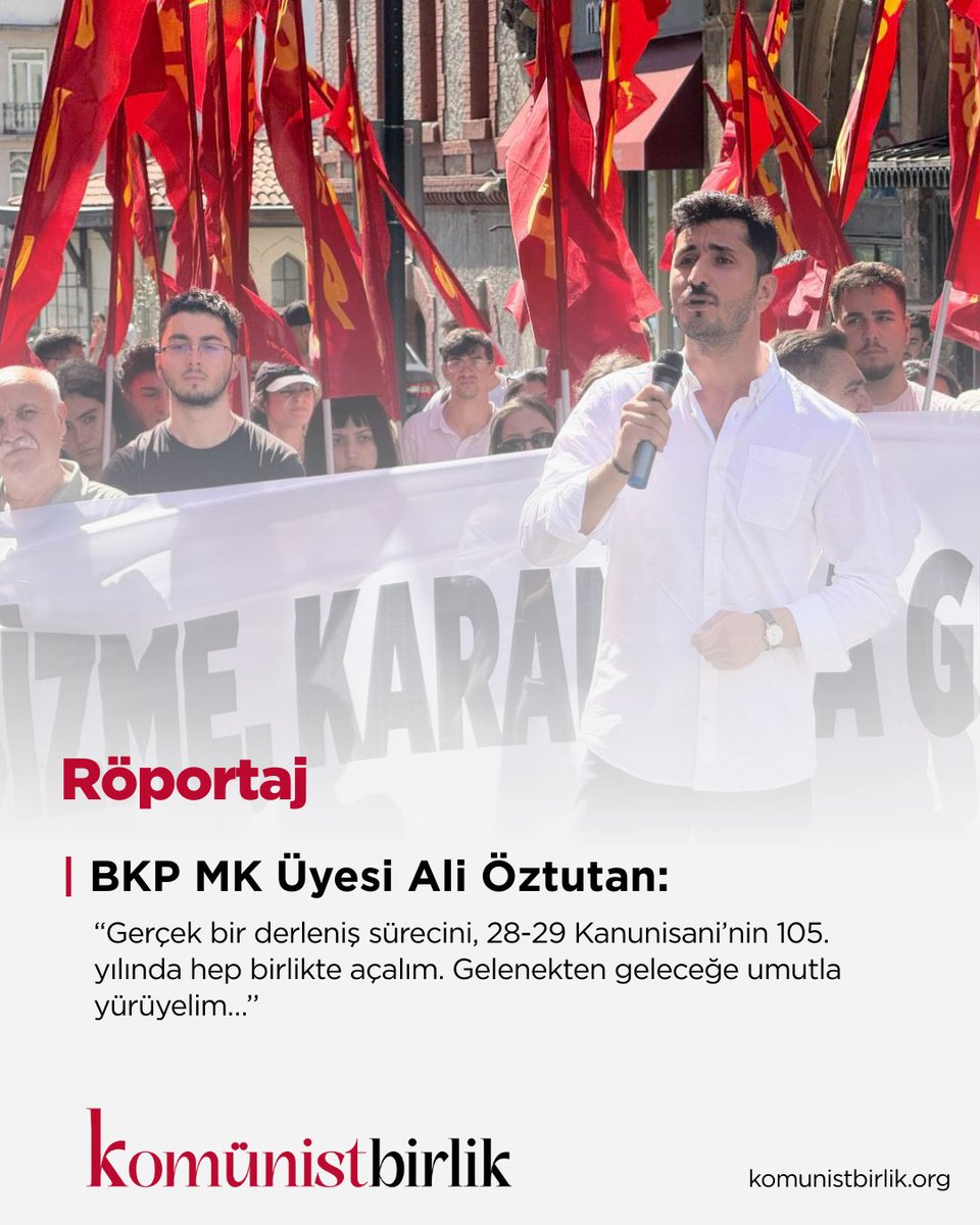 Birleşik Komünist Parti Merkez Komitesi Üyesi Ali Öztutan, Komünist Birlik Dergisi'ne güncel politik gelişmeleri, emperyalist saldırganlığın geldiği yeri, Türkiye siyasetinin geleceğini, Sosyalist hareketin durumunu değerlendirdi. Mustafa Suphi ve 15’lerin anması vesilesiyle