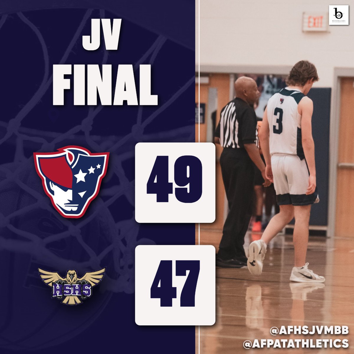 AFPatAthletics's tweet image. Final: That's a win for @afhsjvmbb! After a very close game you're Pats come out on top! #PatFam #RepAFHS