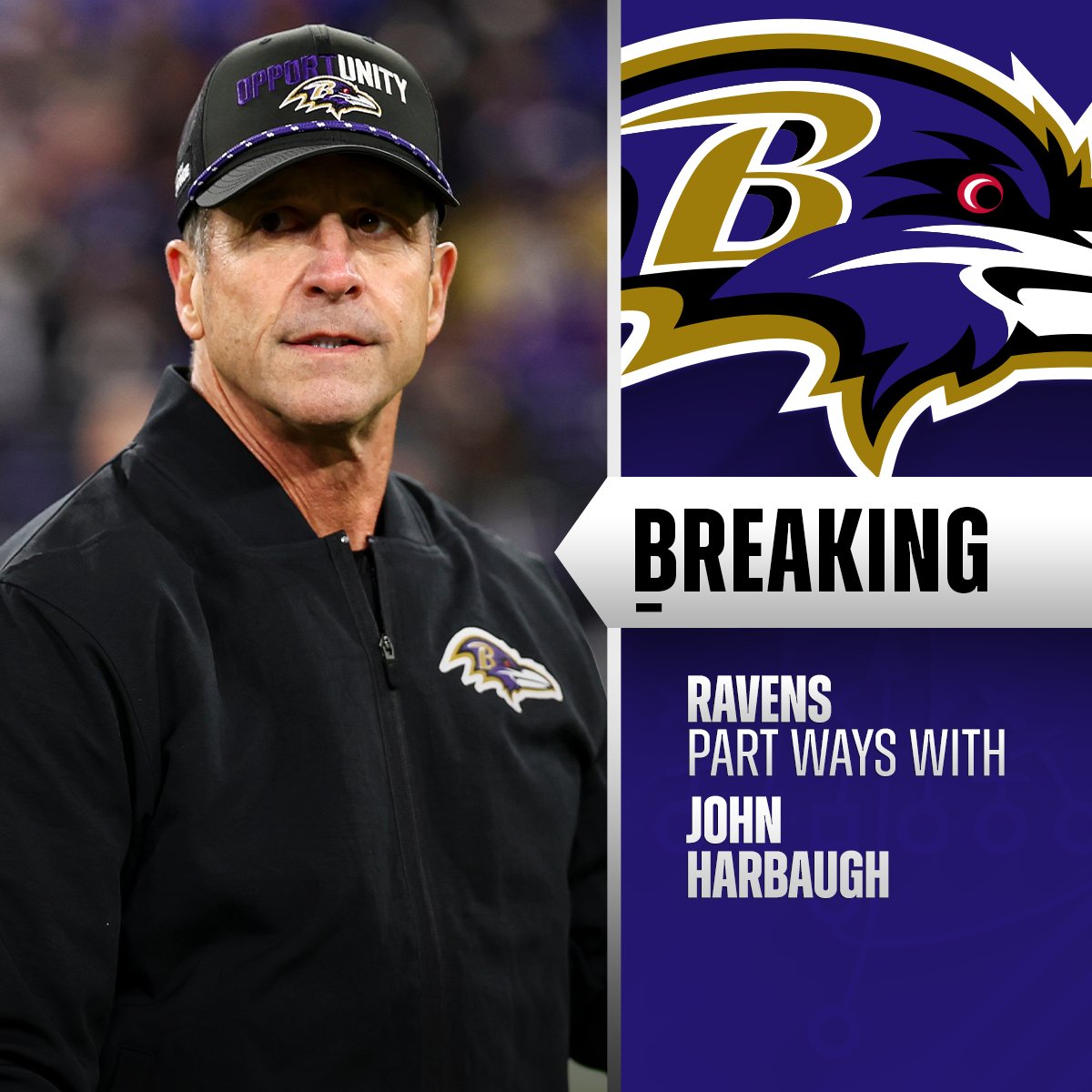Ravens part ways with head coach John Harbaugh. https://t.co/j77ZbwwhIb