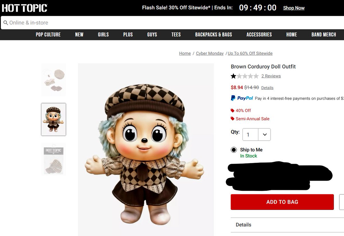 AshNicholsArt's tweet photo. Oh my god Hot Topic is using AI generated product images on their site https://t.co/60D9WFGdgP