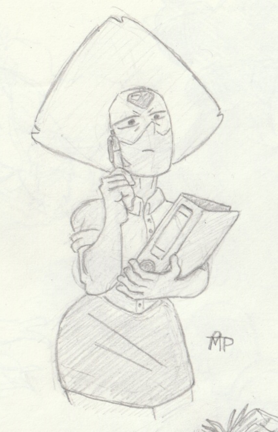 Drawing of <a href="/dotautismo/">Dot</a> 's Office Peridot design
#StevenUniverse #Peridot #art