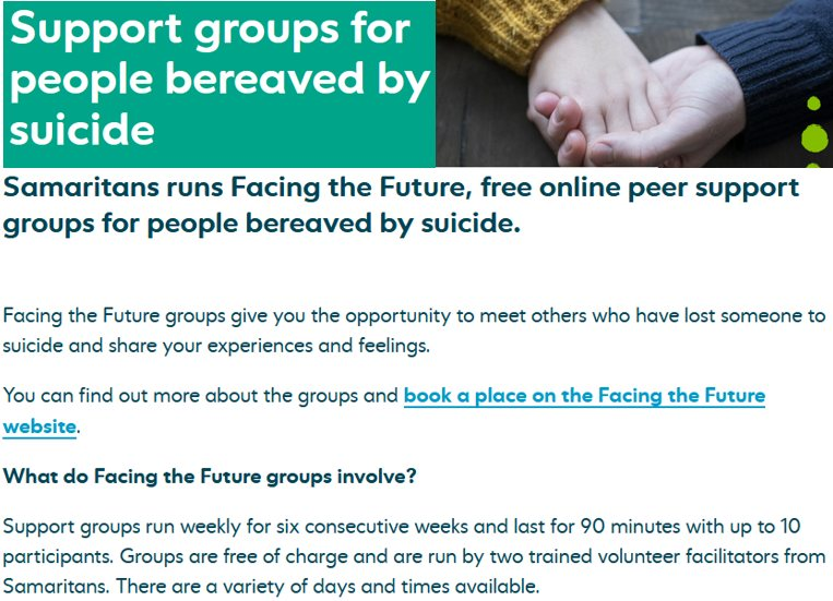 Stag_RosePPG's tweet photo. #FREE #onlinesupport - it can help to talk with people who understand.
@samaritans online support groups are a place for anyone who has lost someone to suicide.
Find out more and book and online 👉🏽 https://t.co/NHVftB8zF5
#suicideloss #SuicideSupport #yourenotalone https://t.co/HhhY6Nr7lq