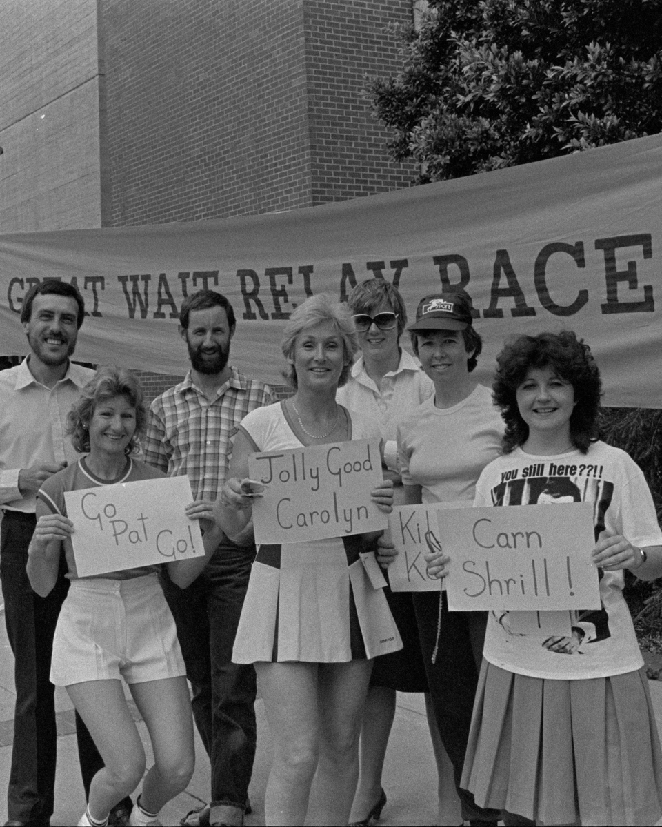 CurtinUni's tweet photo. The Great WAIT Relay Race 🏃‍♀️🏃‍♂️✨

From the late 1970s through to the mid-1980s, staff and students at WAIT took part in an annual relay race around campus. Teams were made up of both staff and students, and it was all for a good cause – raising money for Telethon ❤️🎗️

Several staff members at the time were marathon runners, and their enthusiasm helped inspire others to join in. Whether you were a serious runner or there for fun, this event brought our community together in a big way. 💛

📷 Images: Curtin University Archives

#CurtinUniversity #CurtinThrowback #CurtinLife CRICOS code: 00301J.