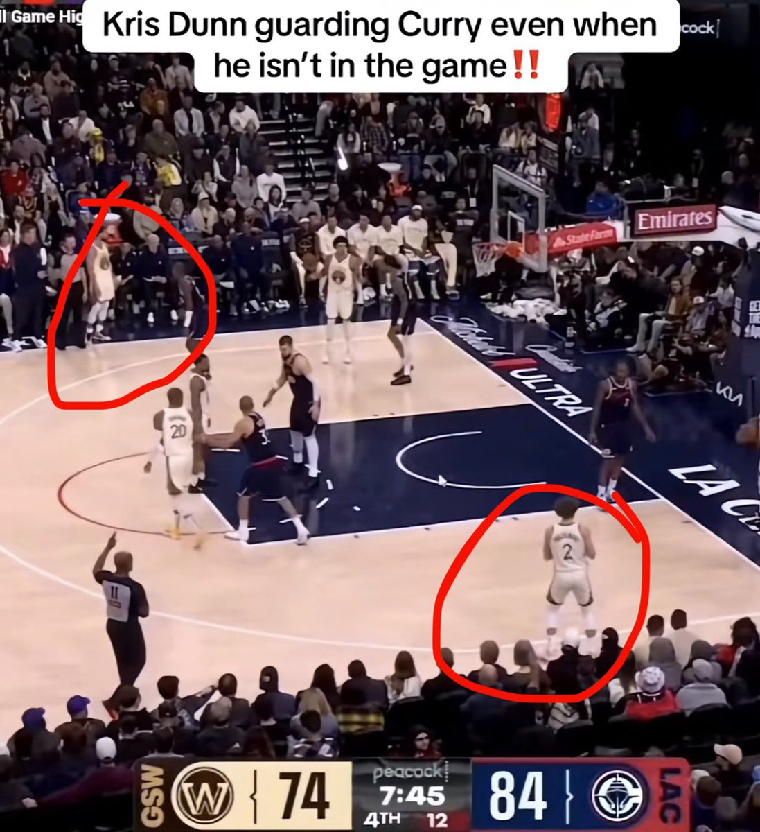 KevonLooneyMuse's tweet image. Kris Dunn was guarding Steph while he was on the bench leaving Podz open for three 😂

This is comical.