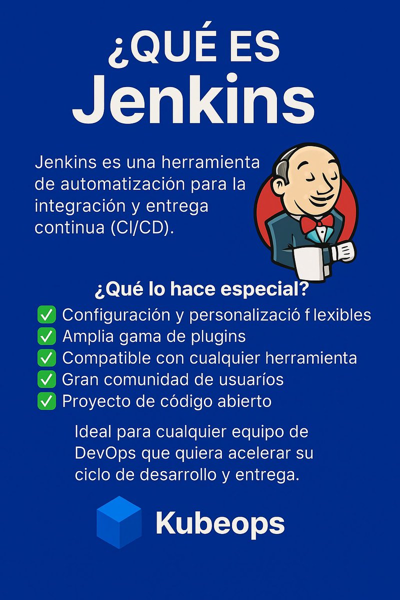 Kubeops_dev's tweet image. ¿Qué es Jenkins y por qué sigue siendo el rey del CI/CD?  Es la herramienta open-source más potente para automatizar integración y entrega continua:
✅ Configuración ultra flexible
📷📷 Compatible con TODO
 Comunidad gigante
📷 100% código abierto  En Kubeops ya lo tenemos listo…