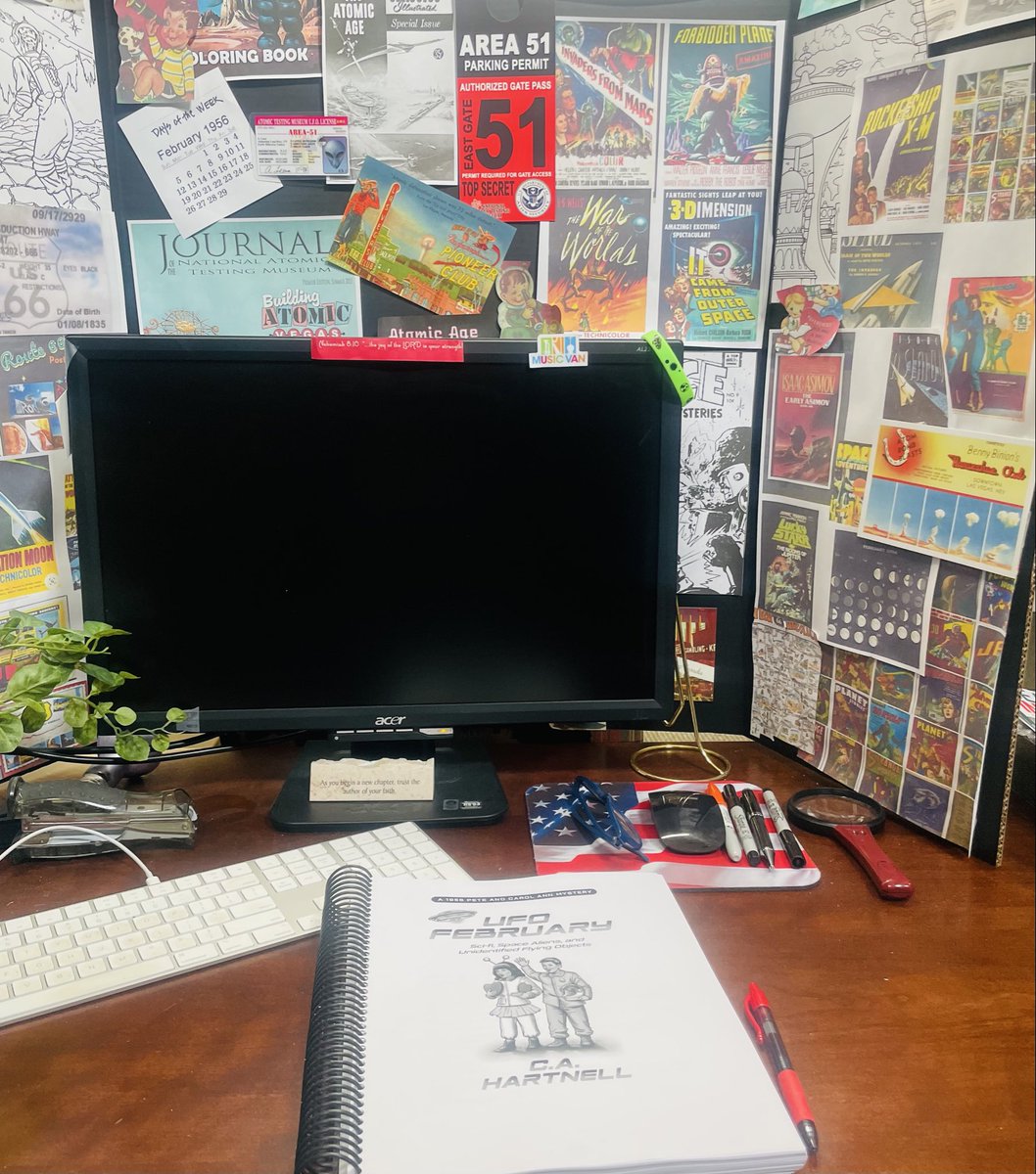 cahartnell's tweet image. Here’s the printed out manuscript for the new book, #UFO February, for me to make any last minute #fixes or #changes! So excited! 
#UFOFebruary #manuscript #fun #mystery #KidsChapterBook #1950s #adventure #ElMonte