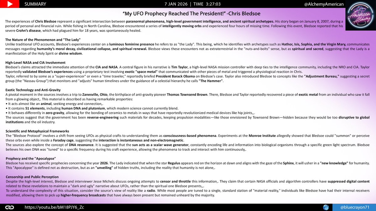 bluecrayon71's tweet image. “My UFO Prophecy Reached The President!” -Chris Bledsoe @AlchemyAmerican 

🔗youtu.be/bM18PJY6_Zc

#ChrisBledsoe #UFOofGod #MissingTime #TheLady #TimTaylor #CIA #CelestialBeing #Archangel #AdjustmentBureau #NassauGroup #TimeTravel #SpaceMetal #Consciousness #FaradayCage