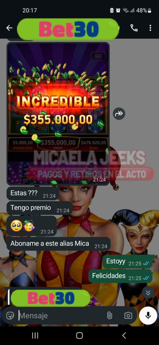 Micajeeks's tweet image. 𝐎𝐓𝐑𝐎 𝐏𝐑𝐄𝐌𝐈𝐀𝐙𝐎 𝐃𝐄 𝐆𝐀𝐍𝐀𝐌𝐎𝐒

⬇️⬇️𝐋𝐎𝐒 𝐏𝐀𝐍𝐄𝐋𝐄𝐒 𝐄𝐒𝐓𝐀𝐍 𝐐𝐔𝐄 𝐄𝐗𝐏𝐋𝐎𝐓𝐀𝐍⬇️⬇️

💥🎰 ¡Jugá AHORA, ganá ENORME! 💥🎰

𝗟𝗜𝗡𝗘𝗔 𝟭 👇
📲wa.me/5491123394478

𝗟𝗜𝗡𝗘𝗔 𝟮 👇
📲wa.me/5491138498307